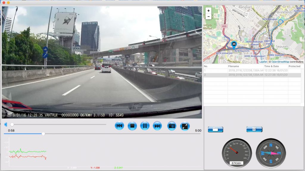 ドライブレコーダーの録画映像を地図とともに再生できるVantrue Dash Cam GPS Player